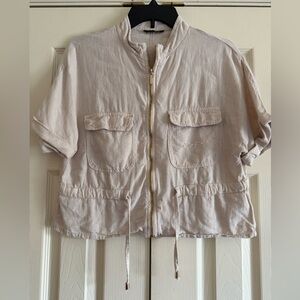 Zara Light Beige Utility Zip-Front Jacket/Shirt